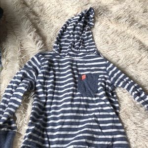 Long Sleeve Striped Tee With Hood